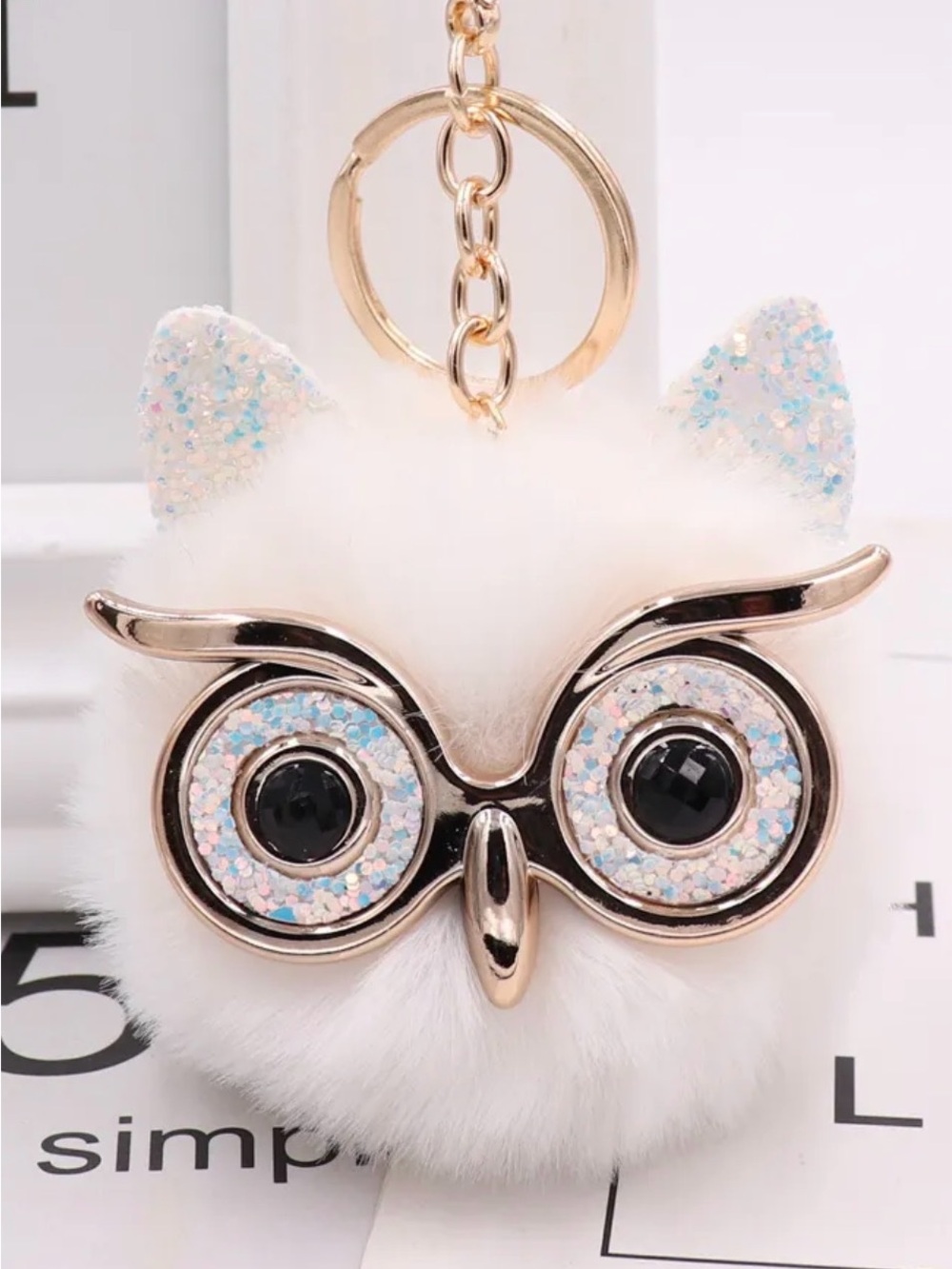 1pc Fashion Trend Owl Plush Key Chain Imitation Rabbit Hair Ball Bag Pendant - Picture 5 of 16